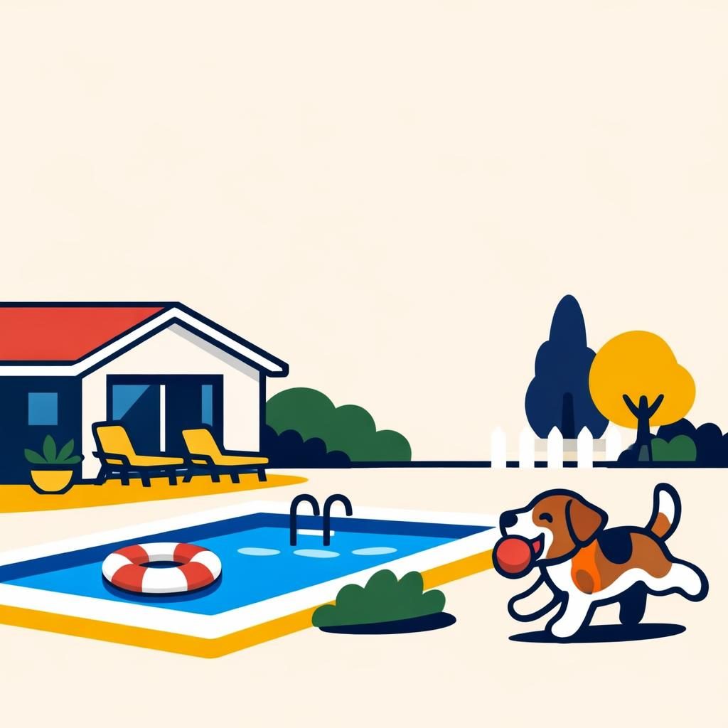 home with new pool and dog